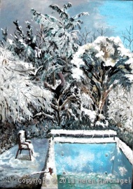 Snow Scene in Our Garden, 30.12.14, 50 cm x 70 cm