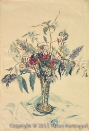 Flowers in a cut glass vase 